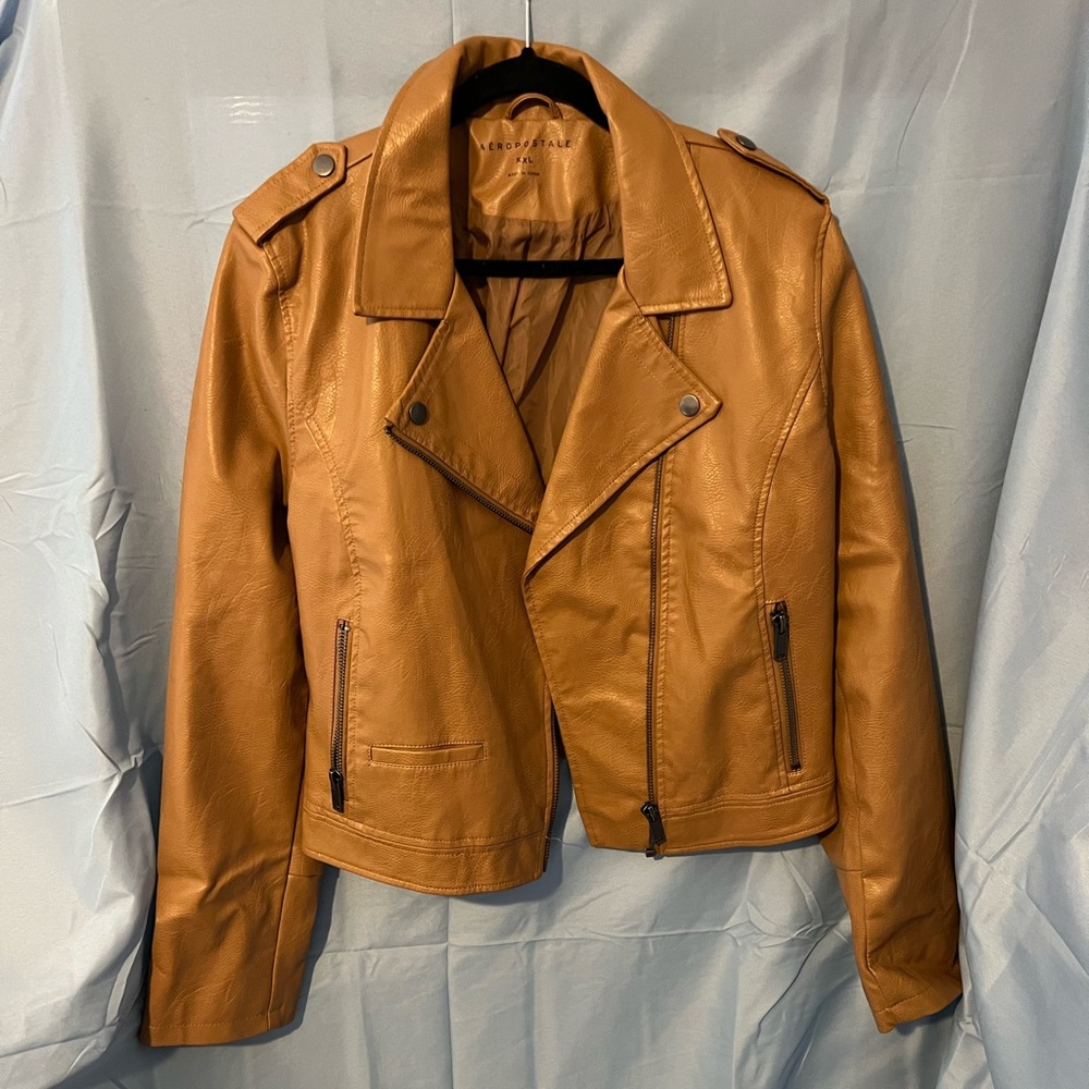 Aeropostale faux leather jacket lined brown XXL 2X (SALES ON HOLD)